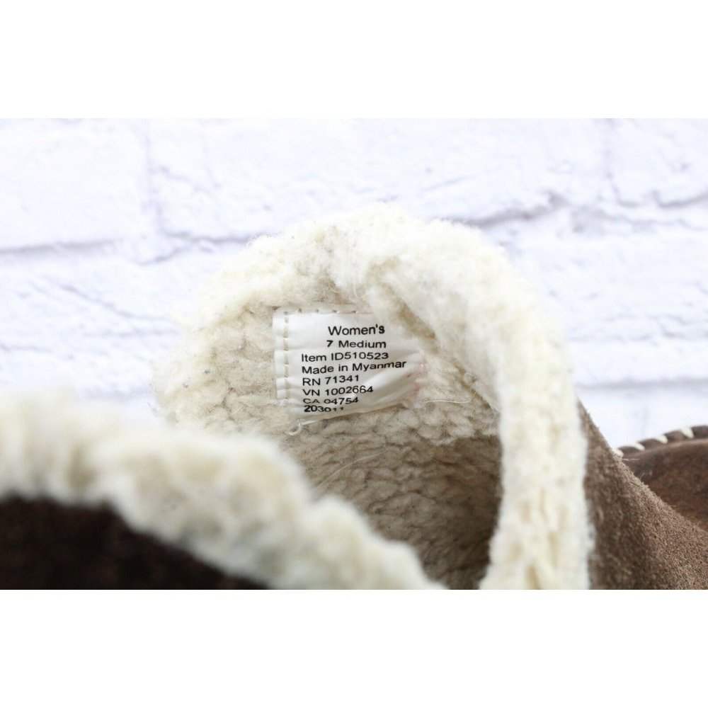 LL Bean Brown Suede Fleece Lined Mountain Slipper Moccasin  Boot Sz 7 M - Picture 8 of 9